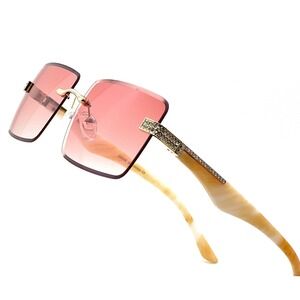 sunglasses bling Hip Hop Outdoor‎ 80's 90's Style Retro Pink Lens Gold Frame New